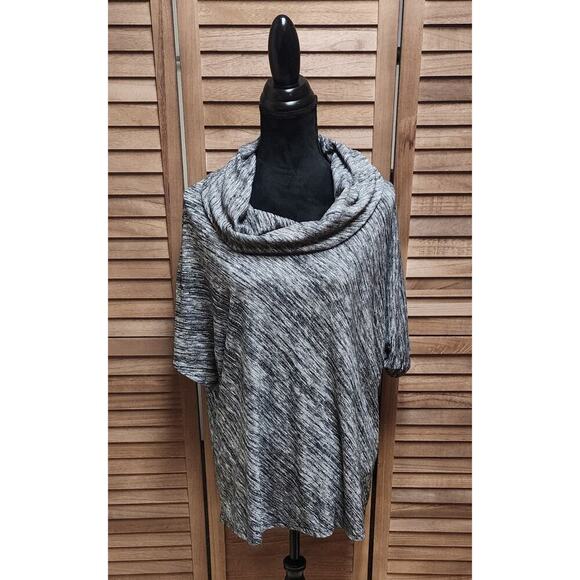 Avenue Sweaters - Avenue Womens Cowlneck Gray Short Sleeve Sweater Plus Size 22/24 Business Casual